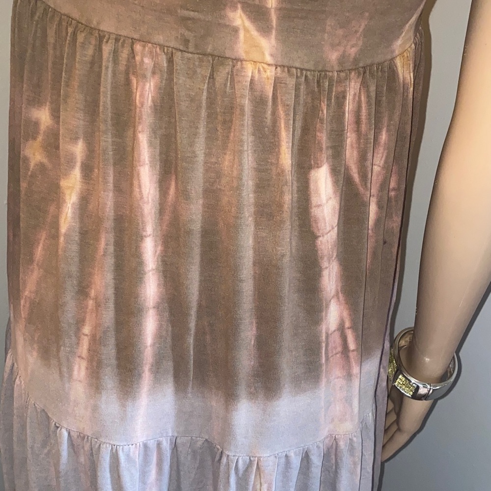 Hale Bob Strapless Backless Tie-Dye Maxi Dress in Taupe and Deep Plum - Picture 6 of 8